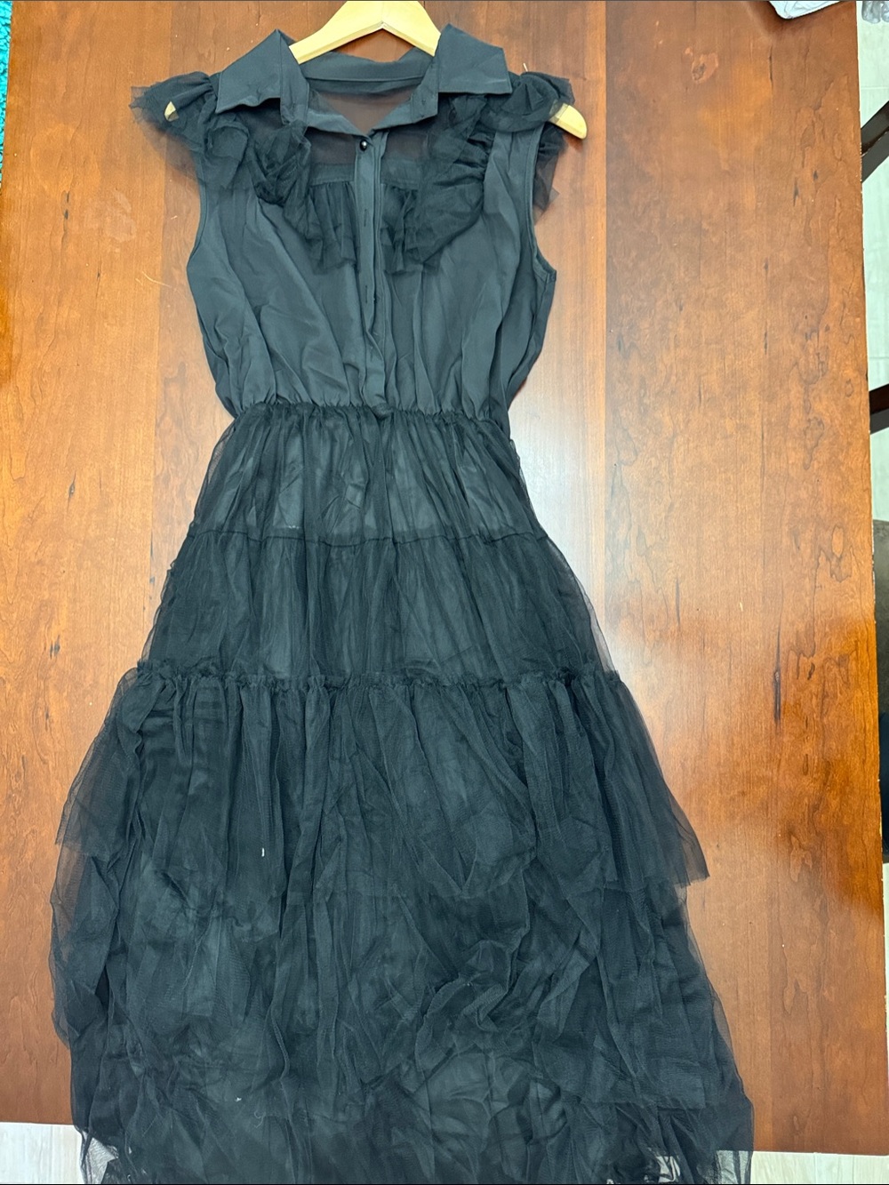 Wednesday Addams costume Black Ruffle Tulle Dress